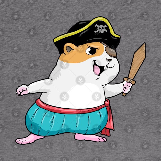 Hamster as Pirate with Sword and Pirate hat by Markus Schnabel